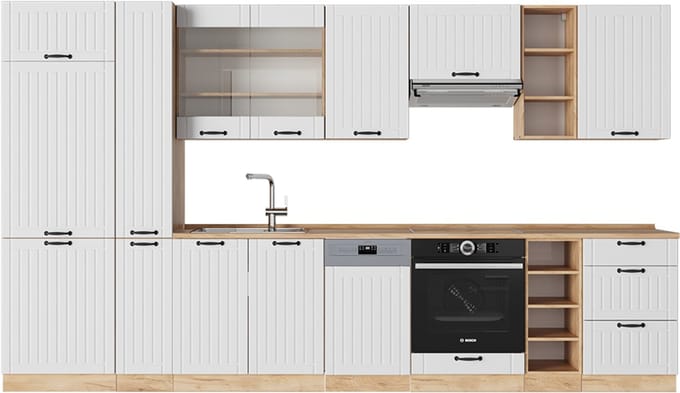 Vicco Fame-Line Complete keukeneenheid – 355 cm, WB Eik Wit Landhuis