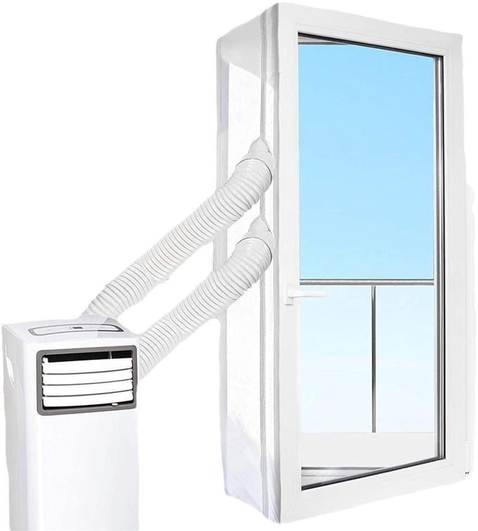VHV - Airco Raamafdichting Dubbele Opening 400 cm - Raamkit Mobiele Airco - Polyester Wit - Raam/Deur
