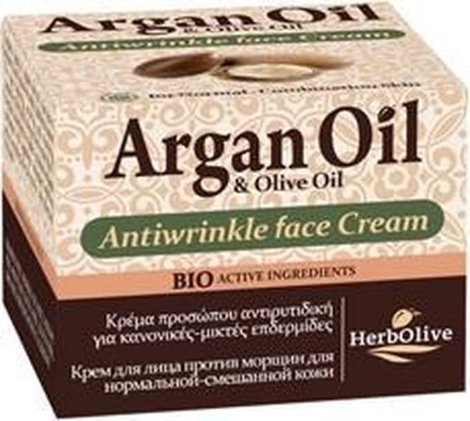 HerbOlive Argan Olie Anti-Rimpel Gezichtcrème *Normaal & Combinatie Huid* 50ml