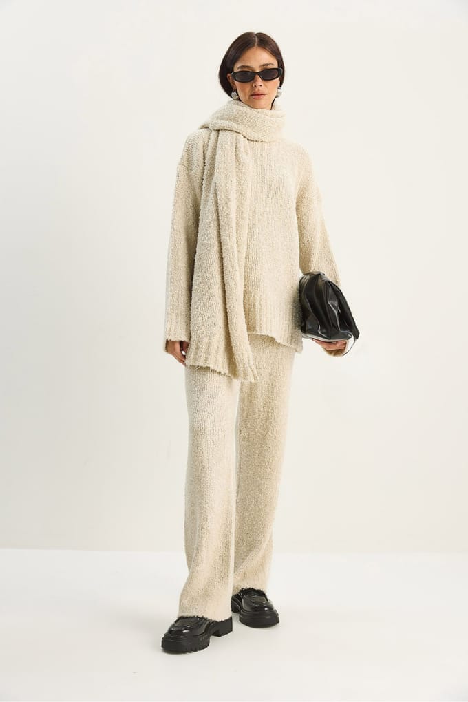 Oversized Geribbelde Gebreide Twee-Delige Set