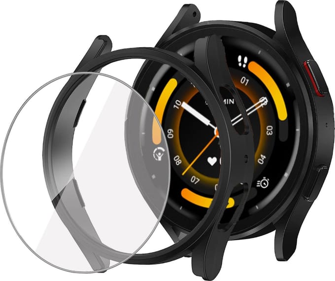 Screenprotector + Hoesje geschikt voor Garmin Venu 3 – Tempered Glass Screenprotector - Extreme Shock Case Zwart