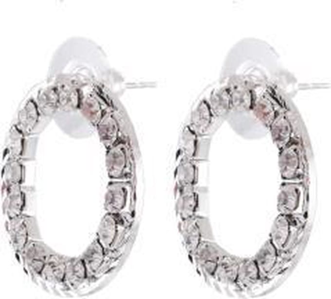 Behave - Oorknoppen dames zilverkleur - Strass steentjes - Elegant feestelijk