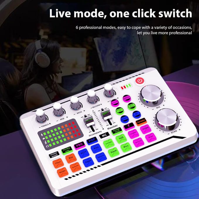 Live Geluidskaart Audio Opname Desktop Zingen BT Draadloze Begeleiding Plug and Play Stem wit