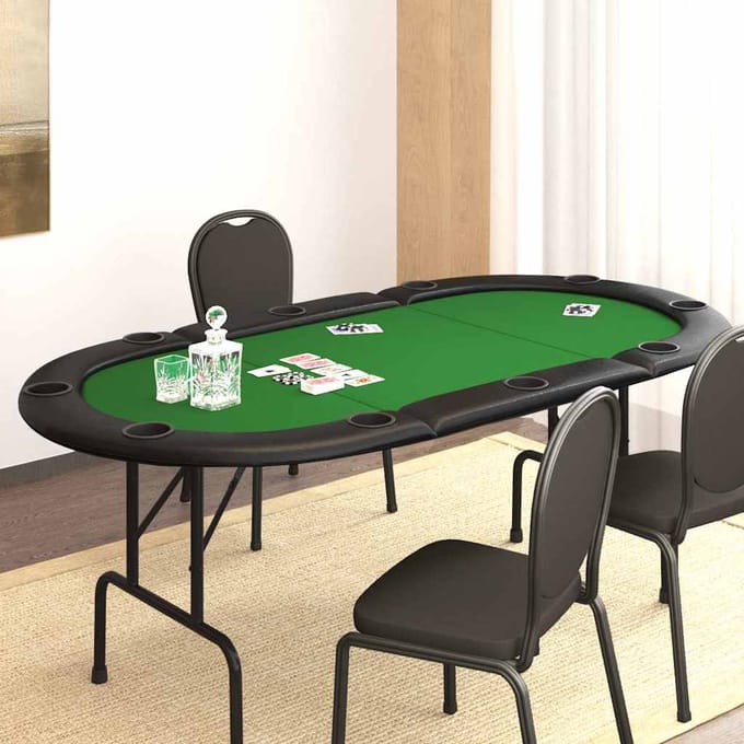 Klapbare Poker Tafel voor 10 Spelers Groen 207 x 106 x 76 cm