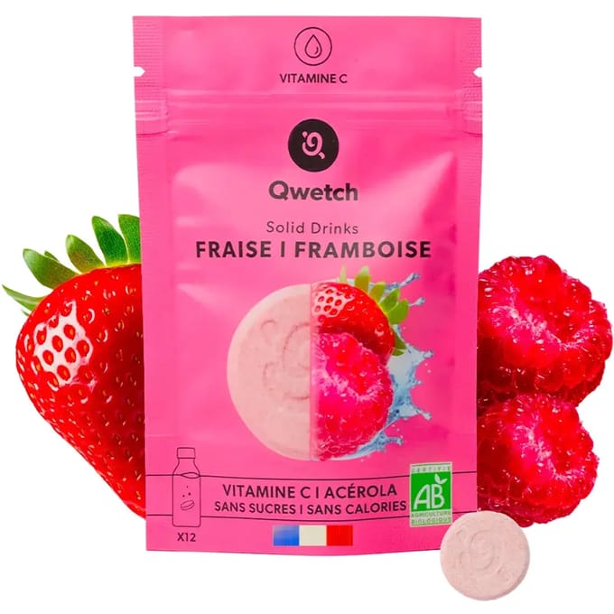 Aardbeien- & frambozenhydratatiepastille Qwetch (x12)