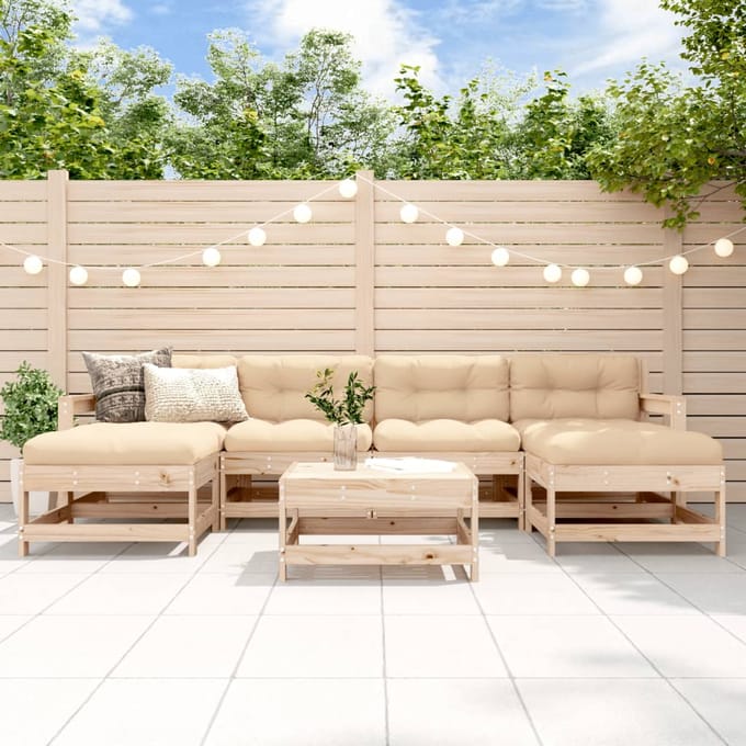 vidaXL - 7-delige - Loungeset - massief - grenenhout