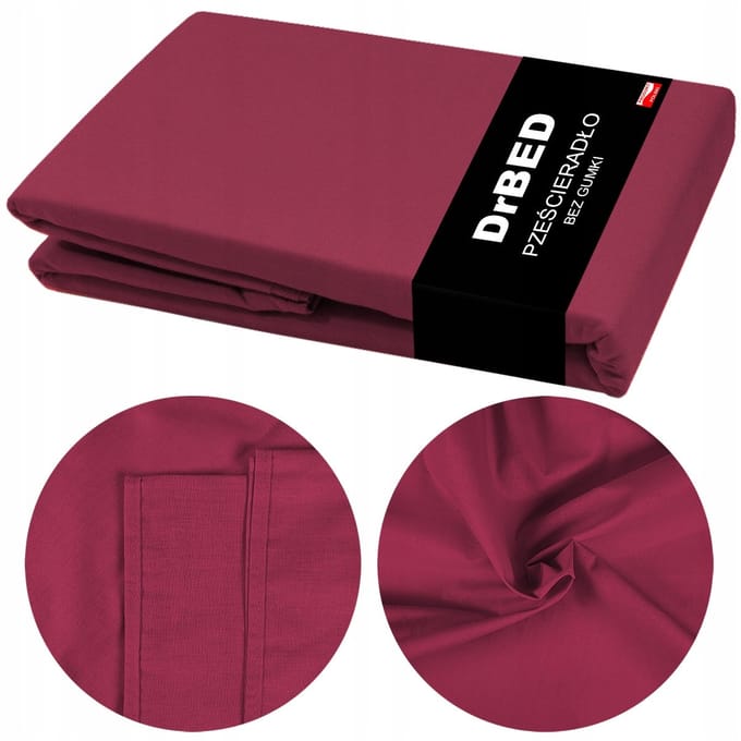 DrBED - Laken - Katoen - 160x210 - Bordo - Zonder Elastiek