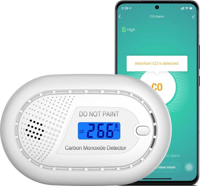 Aroha Smart Connect Koolmonoxidemelder - 10 jaar batterij - Slimme CO melder met app Tuya & SmartLife app