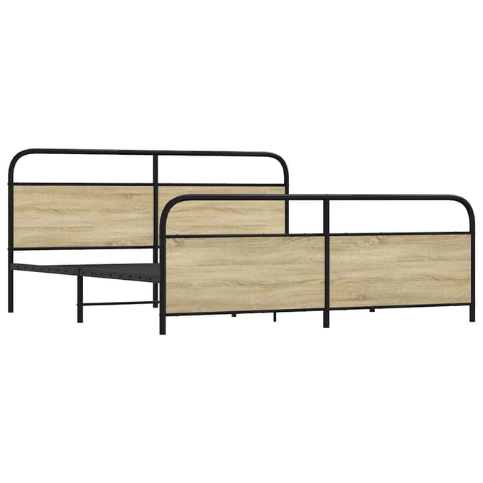 vidaXL - Bedframe - zonder - matras - metaal - sonoma - eikenkleurig - 183x213 - cm