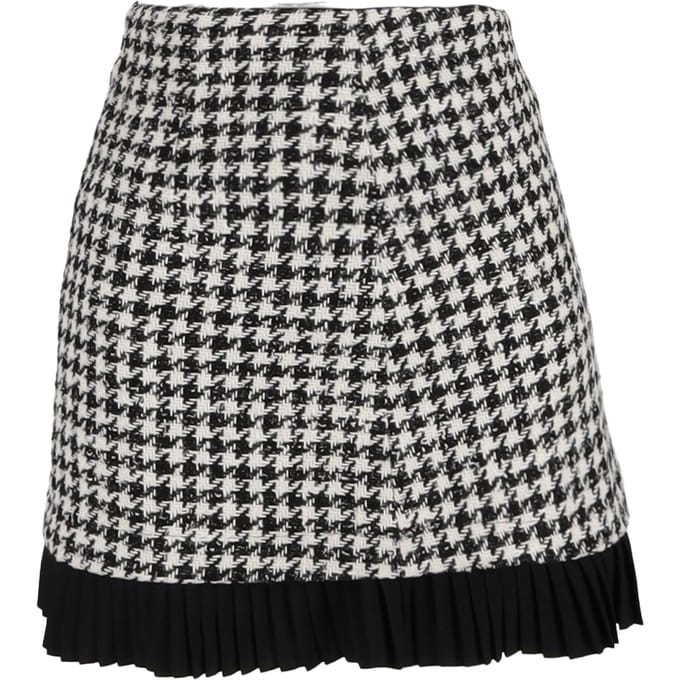 Sandro Paris minirok met pied-de-poulepatroon in zwarte wollen tweed