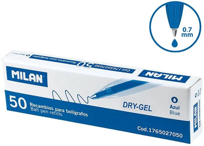 Milan Navullingen Blauwe Droge Gelpen 50 Stuks Transparant Kinderen