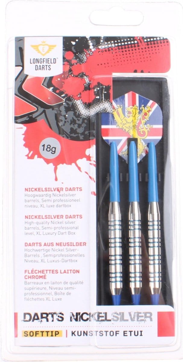 LONGFIELD NICKELSILVER SET SOFTIP DARTS 18 GR.