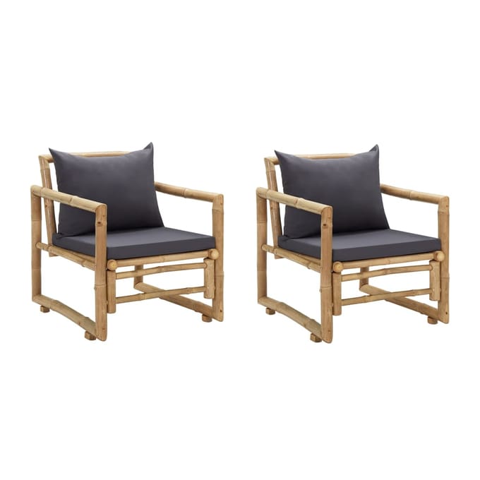 vidaXL - Tuinstoelen - met - kussens - 2 - st - bamboe