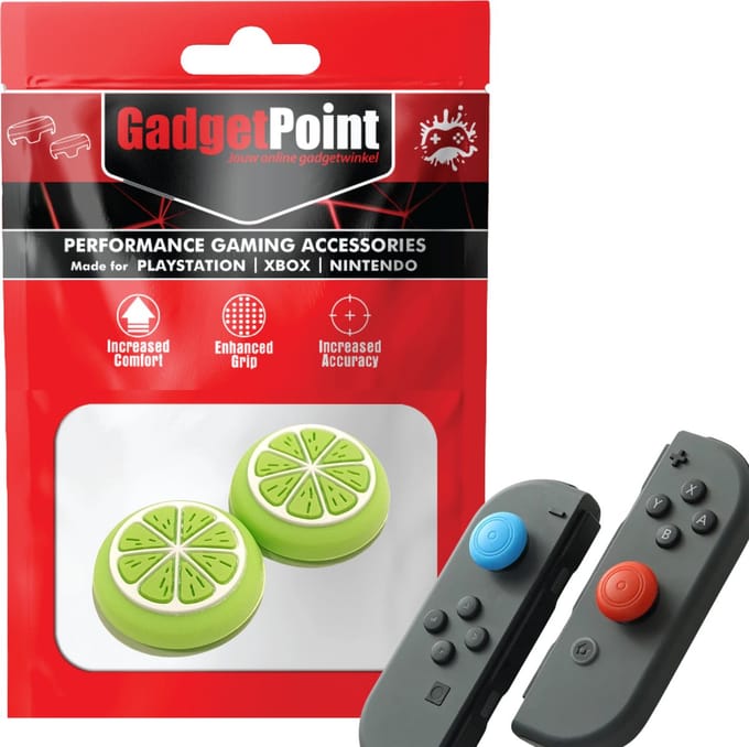 Gadgetpoint - Thumb Grips voor Nintendo Switch Joy-Con Controllers - Gaming Thumbgrips - Performance Anti-Slip Thumbsticks - Bescherming Accessoires - Fruit - Groen