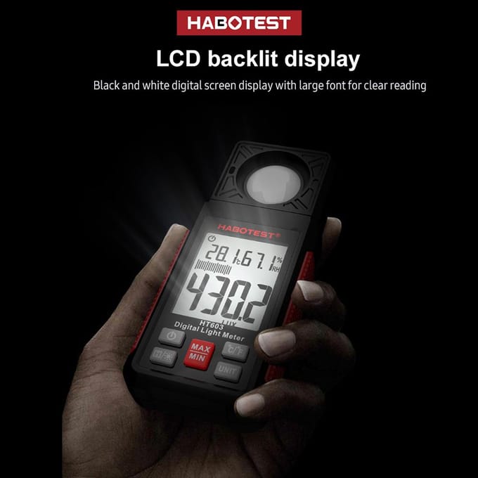HABOTEST HT603 Digitale Luxmeter Lichtmeter 200.000 Lux Digitale verlichtingsmeter met LCD