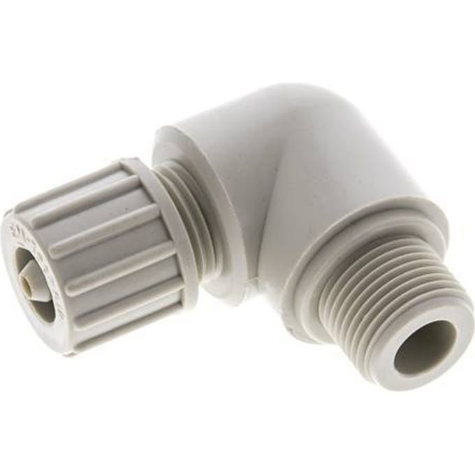10x4mm & G3/8'' PP L-Vorm Knelfitting Buitendraad 10bar Kunststof en Polyamide