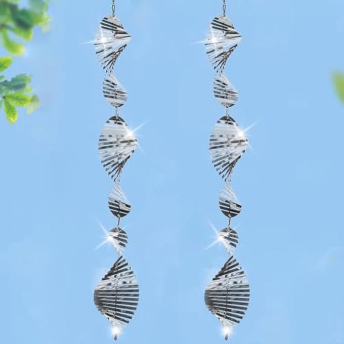 6 Stuks Vogelwering Windspinner van RVS - 3D Tuin Decoratie voor Buiten
