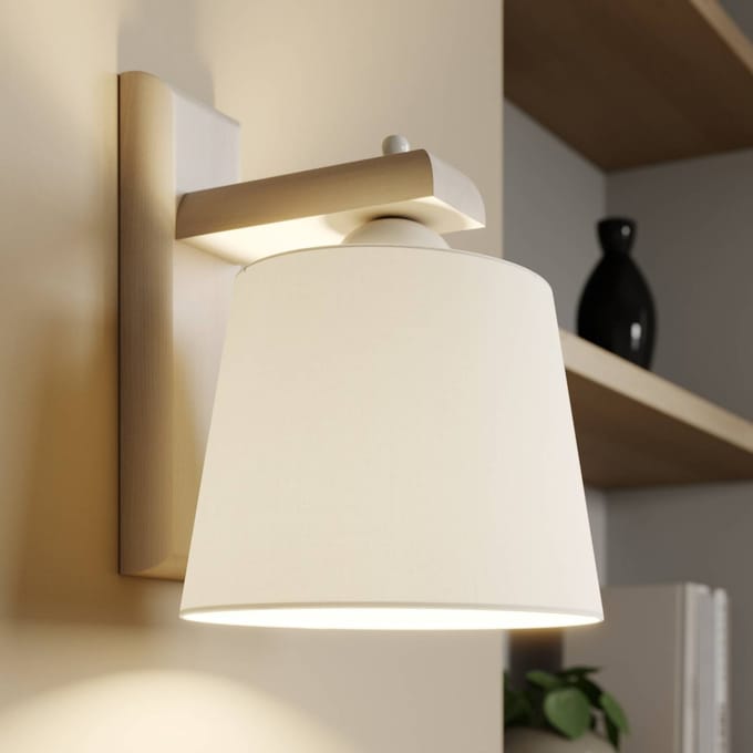 Lamkur Wandlamp Sweden met houten frame, oudwit