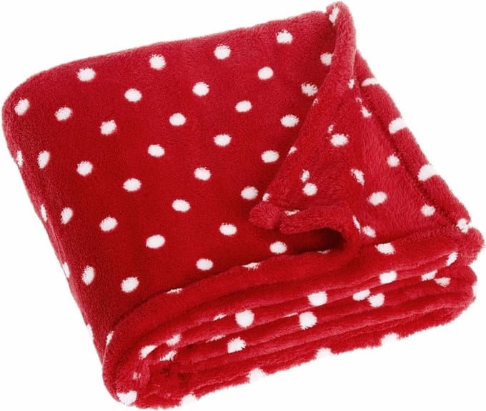 Playshoes Fleece deken met rode stippen design - 75 x 100 cm - polyester