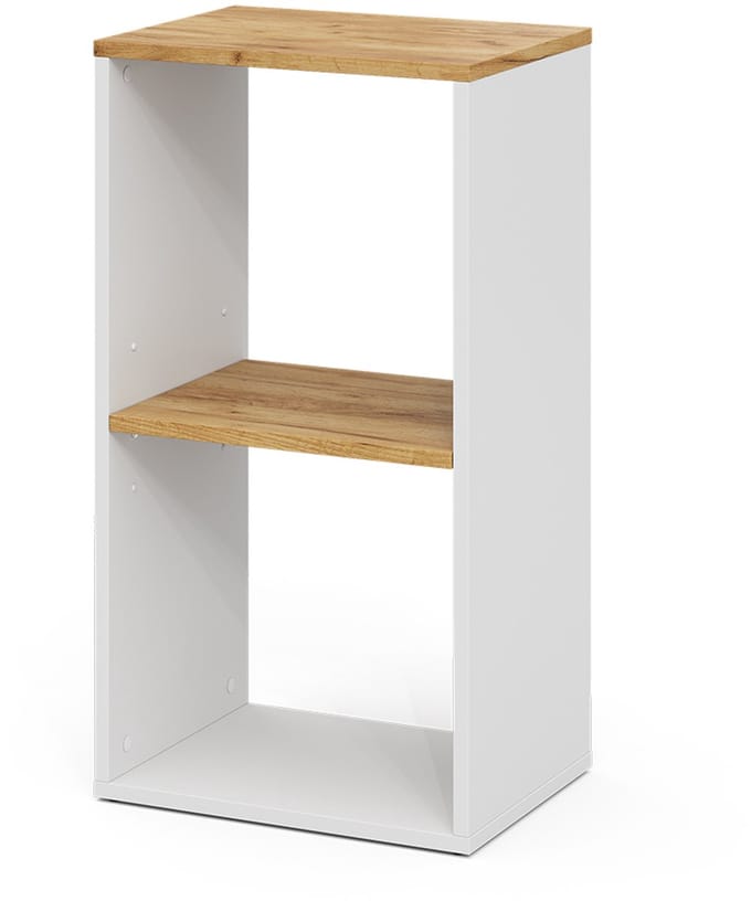 Vicco Tomy Boekenkast – 40 x 74 cm met 2 open vakken Eik wit/goud
