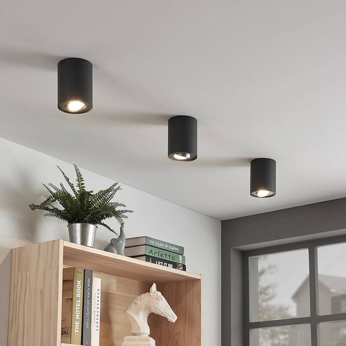 Arcchio - plafondlamp - 1licht - Metaal, aluminium - H: 12.5 cm - GU10 - antraciet