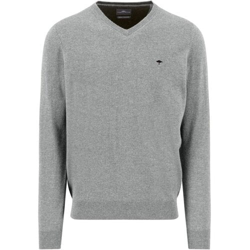 Fynch-Hatton Trui V-Neck Merino Cashmere Silver / male