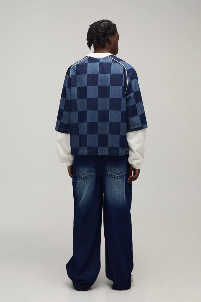 Baggy Stijve Acid Wash Denim Jeans | Washed Dark Blue | Size 36R
