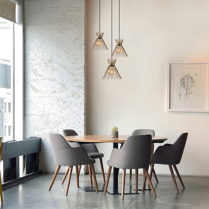 Opviq Kirpi 3086 hanglamp, goudkleurig, metaal, 3-lamps rond