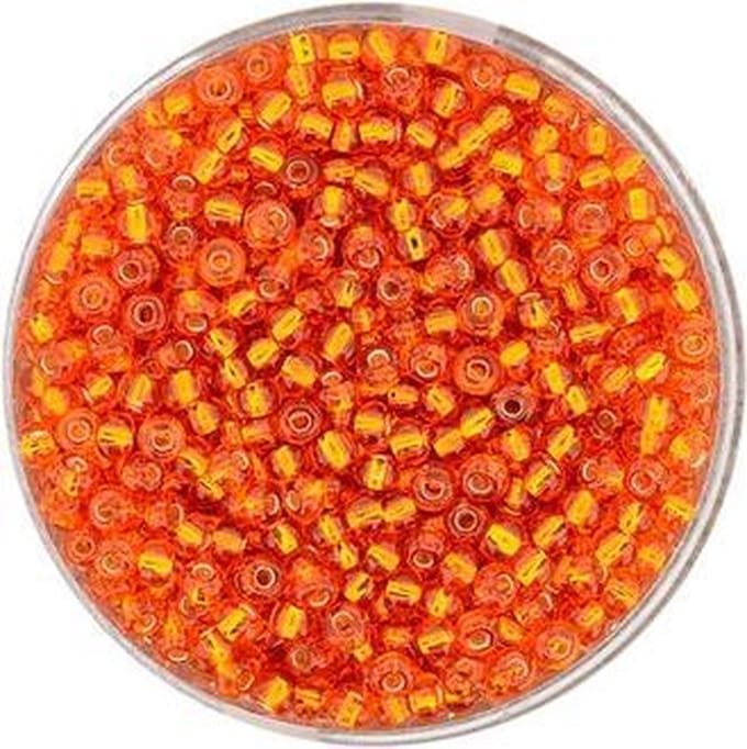 9273-4 Rocailles oranje zilveren kern 2.6mm