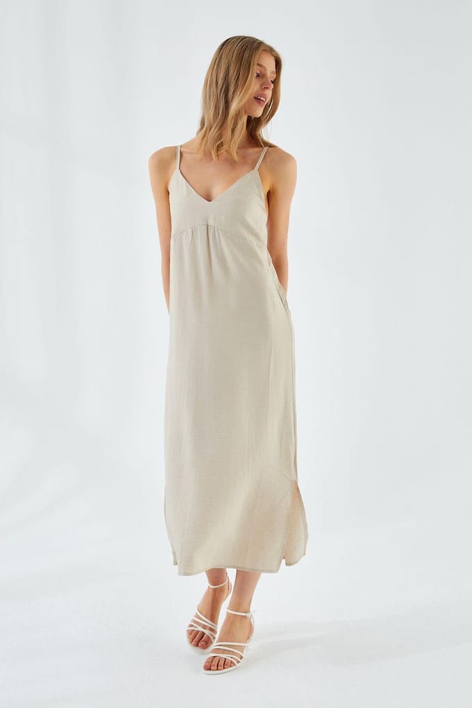 V-hals Split Midi-jurk