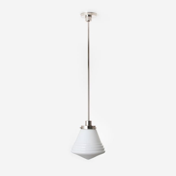Hanglamp Luxe School Medium 20's Nikkel - Art Deco Trade