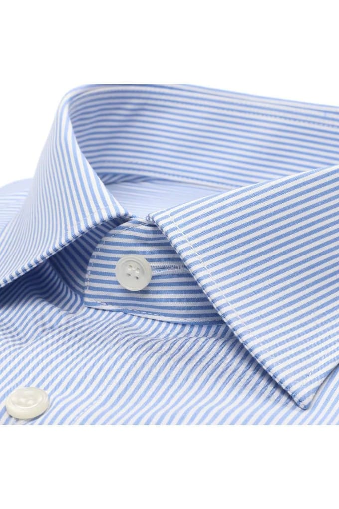 MARVELIS modern fit overhemd - blauw met wit gestreept - Strijkvrij - Boordmaat: 41