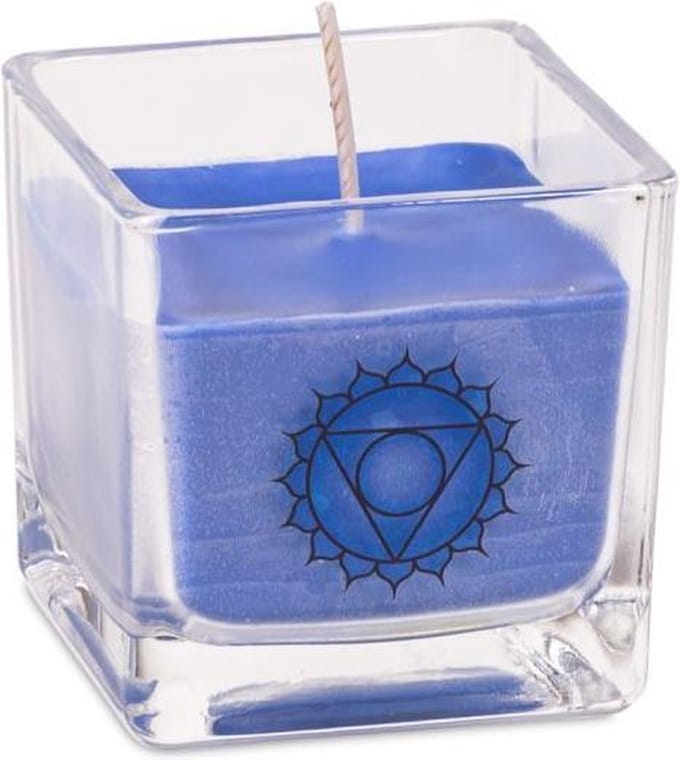 1 x Koolzaadwas geurkaars 5e chakra (6x6x6 cm)