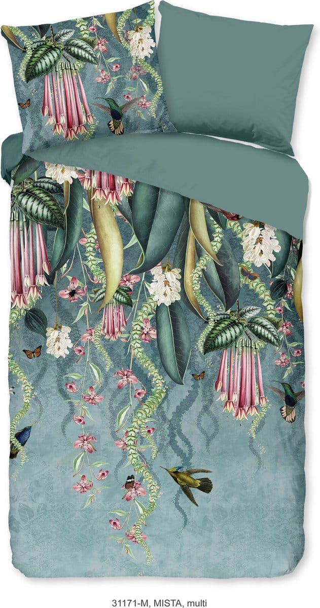 Pure dekbedovertrek bloemen en bladeren - 2 persoons 200x200/220 cm - Multi - Microvezel