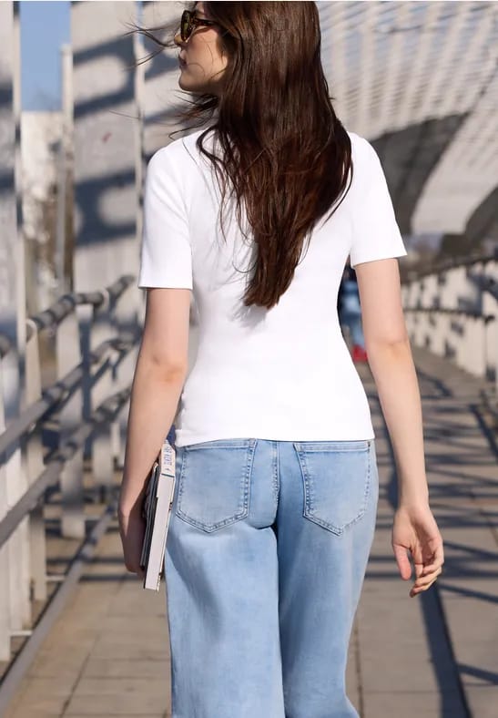 Basic Shirt met geribde textuur