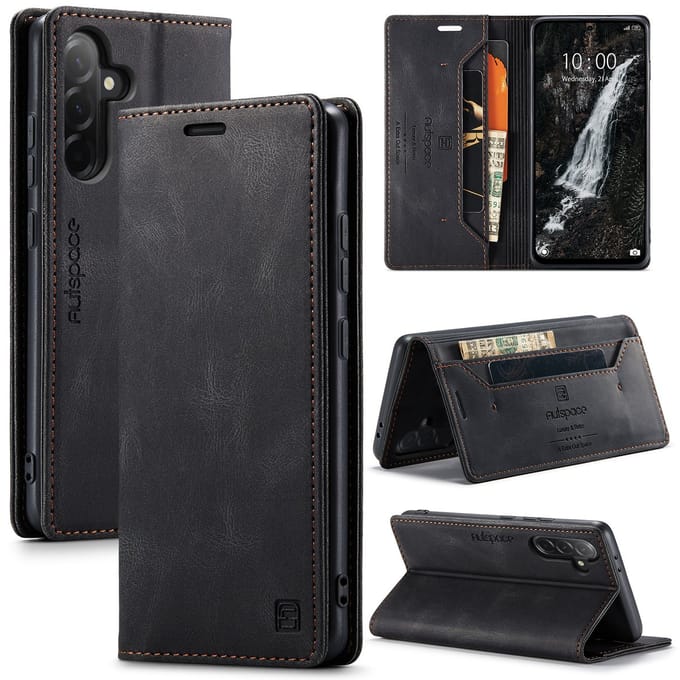 Luxe Flip Case met RFID Bescherming Kaarthouder en Magneetsluiting voor Samsung Galaxy A37 5G _ Zwart