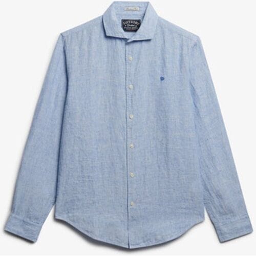 Superdry Riviera Linnen Overhemd met Lange Mouwen Blue Grootte: M