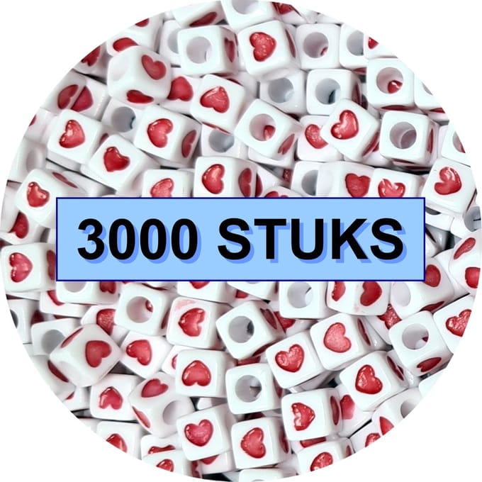 Fako Bijoux® - Hartjes Kralen Vierkant Bulk - Acryl - 7mm - Sieraden Maken - 3000 Stuks - Rood