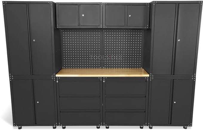 HBM 11 Delige Premium Modulair Werkplaats Systeem Model 2 Matzwart