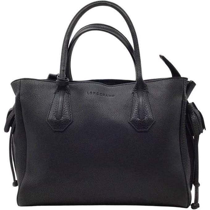 Longchamp Penelope Kwast Koordtas Zwart Leer Handtas