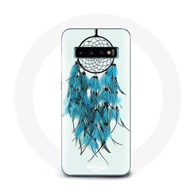 Coque pour Samsung Galaxy S10 Plus Attrape Rêve Bleu Fond Blanc