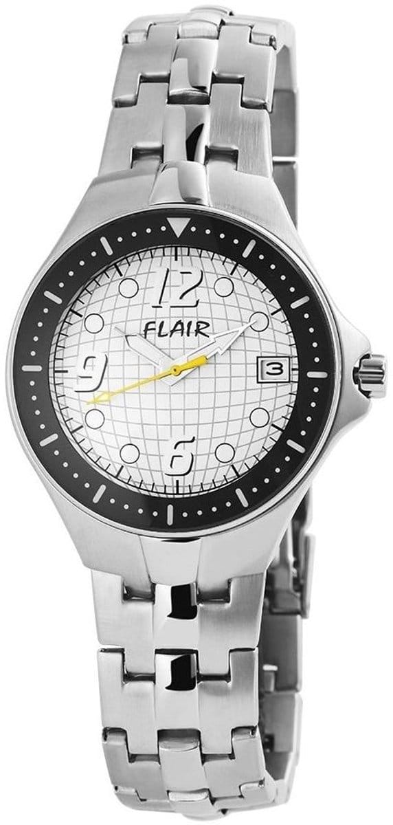 FLAIR Herenhorloge roestvrij staal Datumweergave