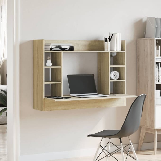 vidaXL - Wandbureau - 105x48x75 - cm - bewerkt - hout - sonoma - eikenkleurig