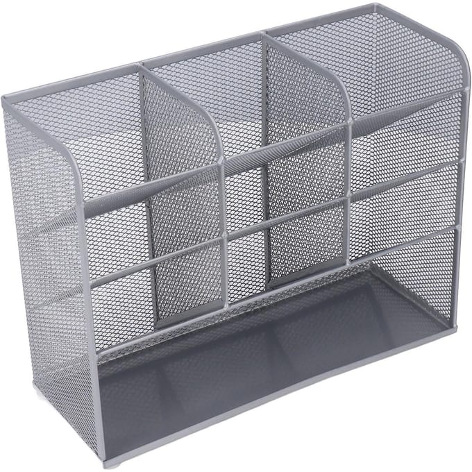 Bureau Mesh Pennenorganizers 9 Vakken Grote Opbergruimte 45 graden Hellend Ontwerp Multifunctionele Potloodhouder gray