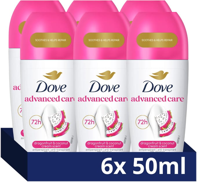 Dove - Anti-Transpirant Deodorant Roller - Advanced Care - Dragon Fruit & Coconut Cream - 6 x 50 ml