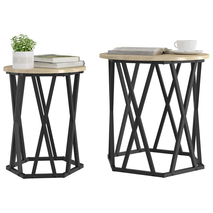 vidaXL - Salontafel - 2 - st - Sonoma - Eik - 50 - x - 50 - x - 50 - cm