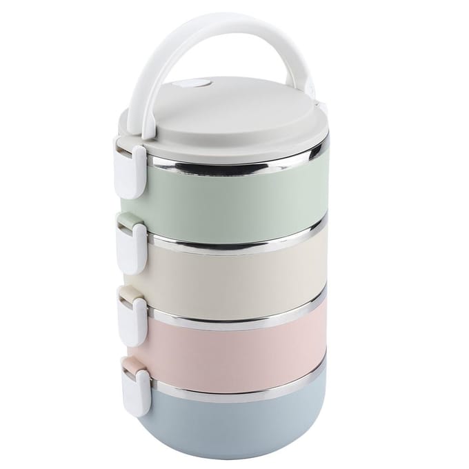 Draagbare roestvrijstalen lunchboxcontainer Bento Box-voedselcontainer (4 lagen 2800ml) gray