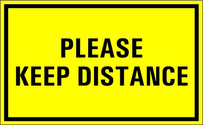 Please keep distance sticker 320 x 200 mm