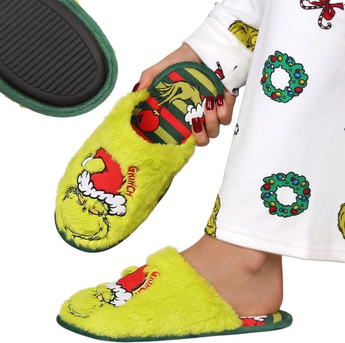 Grinch ANTISLIP damesslippers, FEESTELIJKE huisslippers, WARM