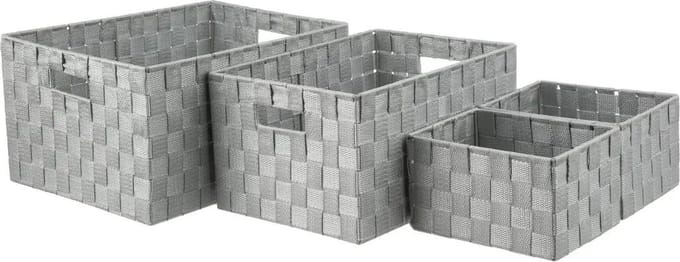 Gevlochten opbergmanden - Set van 4 - polyester - grijs - kast-organisers - opbergen